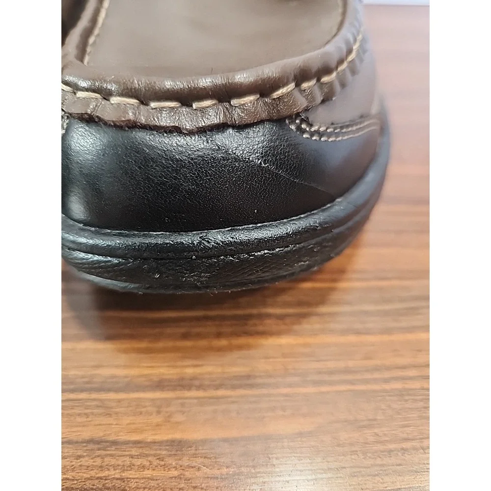 Orthofeet 422 Baton Rouge Shoes Men 9.5 2E Wide‎ Brown Black Leather Boat Loafer
